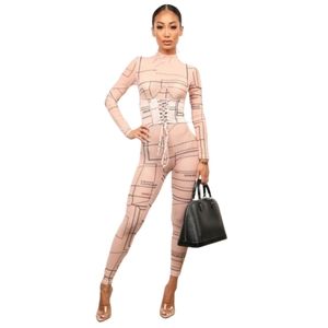 Nude Mesh Corset Jumpsuit
